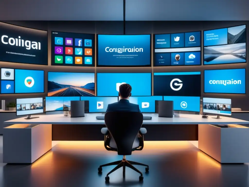 Privacidad en redes sociales y servicios en línea Persona en moderna oficina configura privacidad digital en América Latina