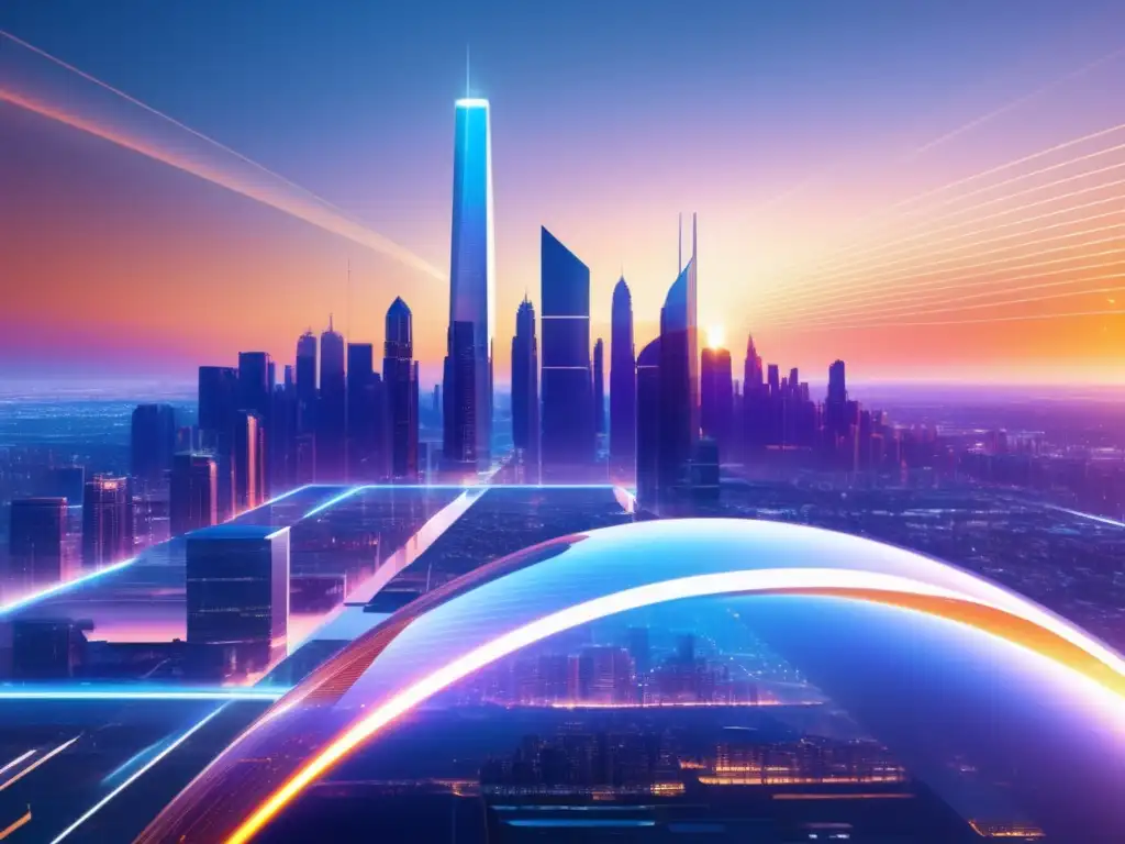 Futurista ciudad protegida por tecnología avanzada Futurista ciudad con protección avanzada de datos: Derechos de protección de datos digitales