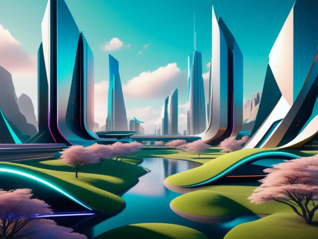 Paisaje futurista del metaverso con privacidad y protección de datos Paisaje futurista de metaversidad con desafíos de privacidad