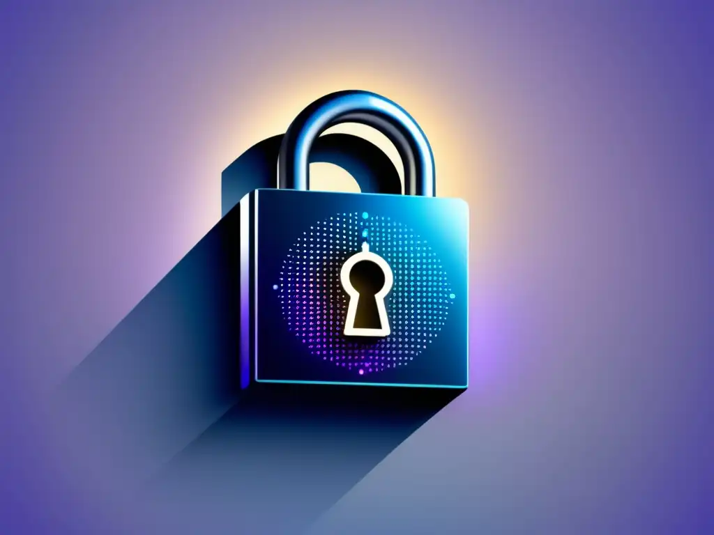 Icono de cerradura digital en plata reflectante Icono digital de candado plateado, simbolizando seguridad y privacidad en el ámbito digital