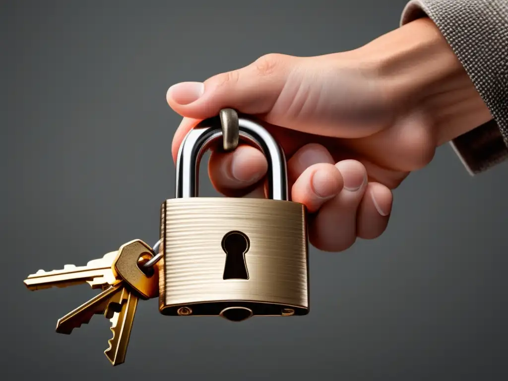 Protección de datos: Mano sosteniendo candado roto Mano sosteniendo candado roto, simbolizando cancelación de datos y protección de información sensible