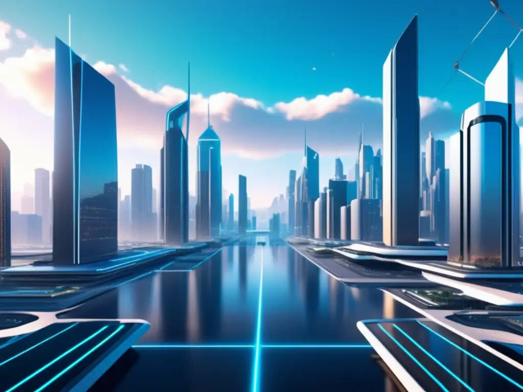 Metaverso futurista con avatares y arquitectura innovadora Desafíos de privacidad en Metaversidad: Un mundo virtual futurista con arquitectura elegante y avatares diversos