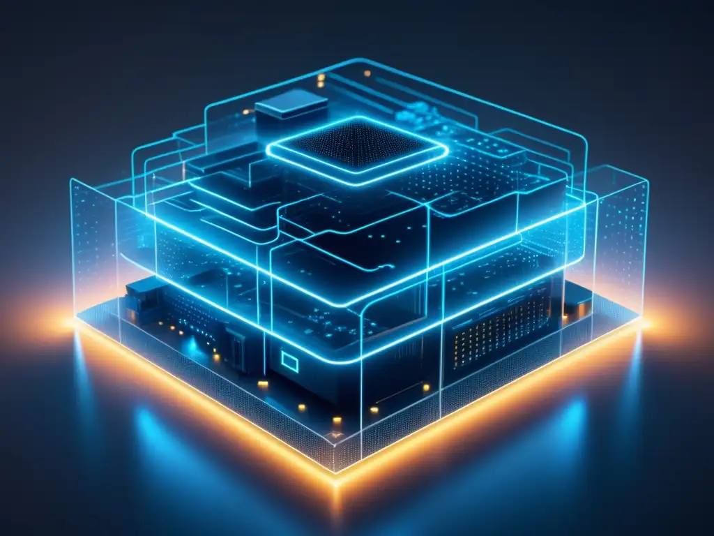 Protección de datos y privacidad Protección de datos personales en la era digital: Imagen abstracta de una fortaleza digital que simboliza el almacenamiento seguro de datos