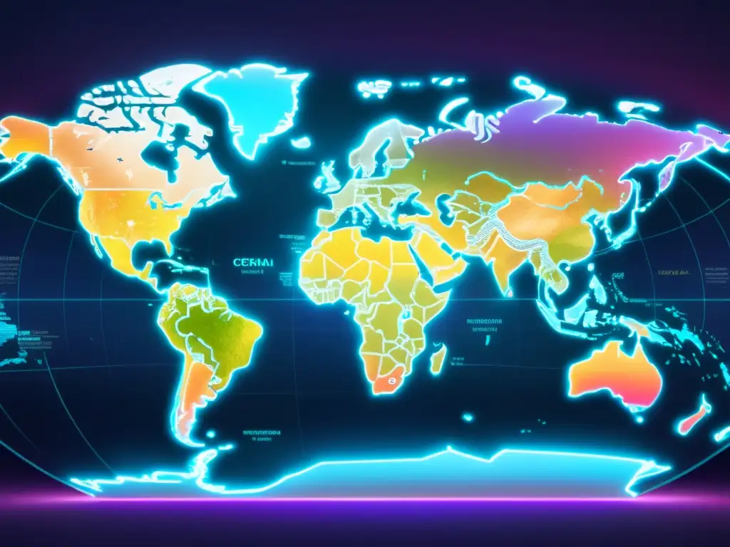 Mapa digital futurista de Asia, África y Oceanía Mapa digital futurista de Asia, África y Oceanía destacando leyes de privacidad en el mundo digital