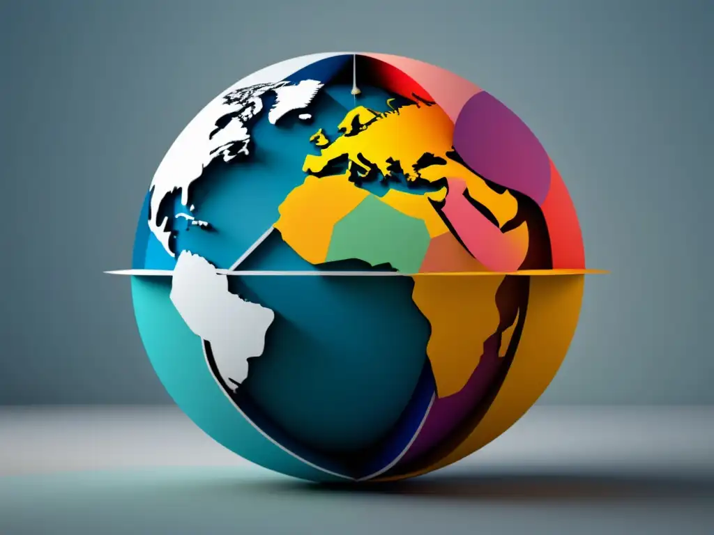 Mapa digital de privacidad global Representación minimalista de un globo terráqueo que simboliza distintas regiones y leyes de privacidad en el mundo digital