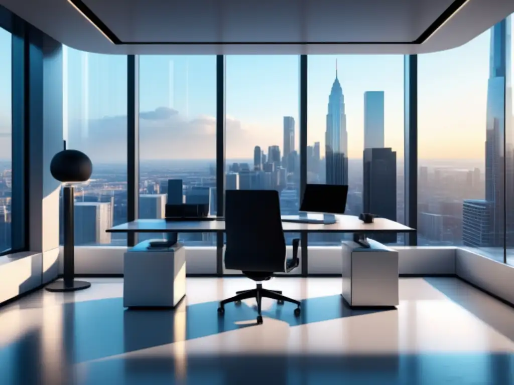Oficina futurista con vista a la ciudad Oficina futurista con vista a la ciudad - Desafíos protección datos era inteligencia negocios
