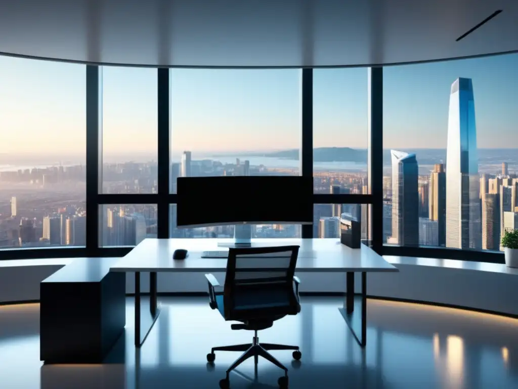 Oficina minimalista con vista a la ciudad Oficina minimalista con vista a la ciudad, destaca importancia ética protección datos personales