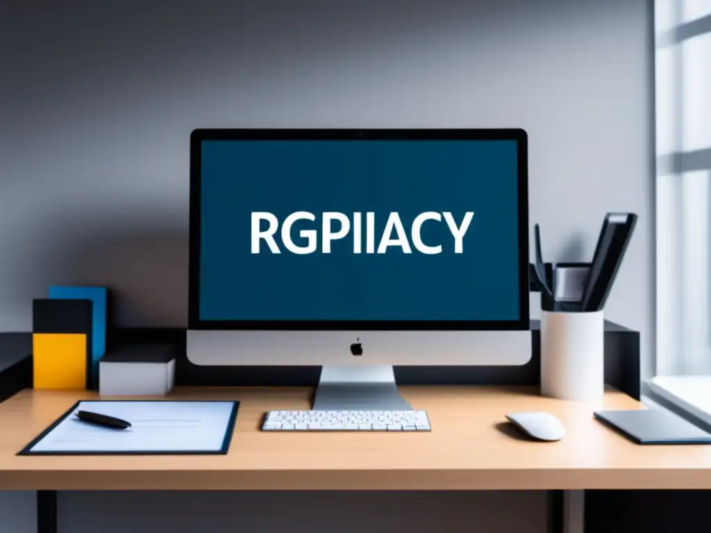 Oficina moderna con RGPD y ePrivacy Importancia Directiva ePrivacy protección datos digitales en oficina moderna con vista panorámica