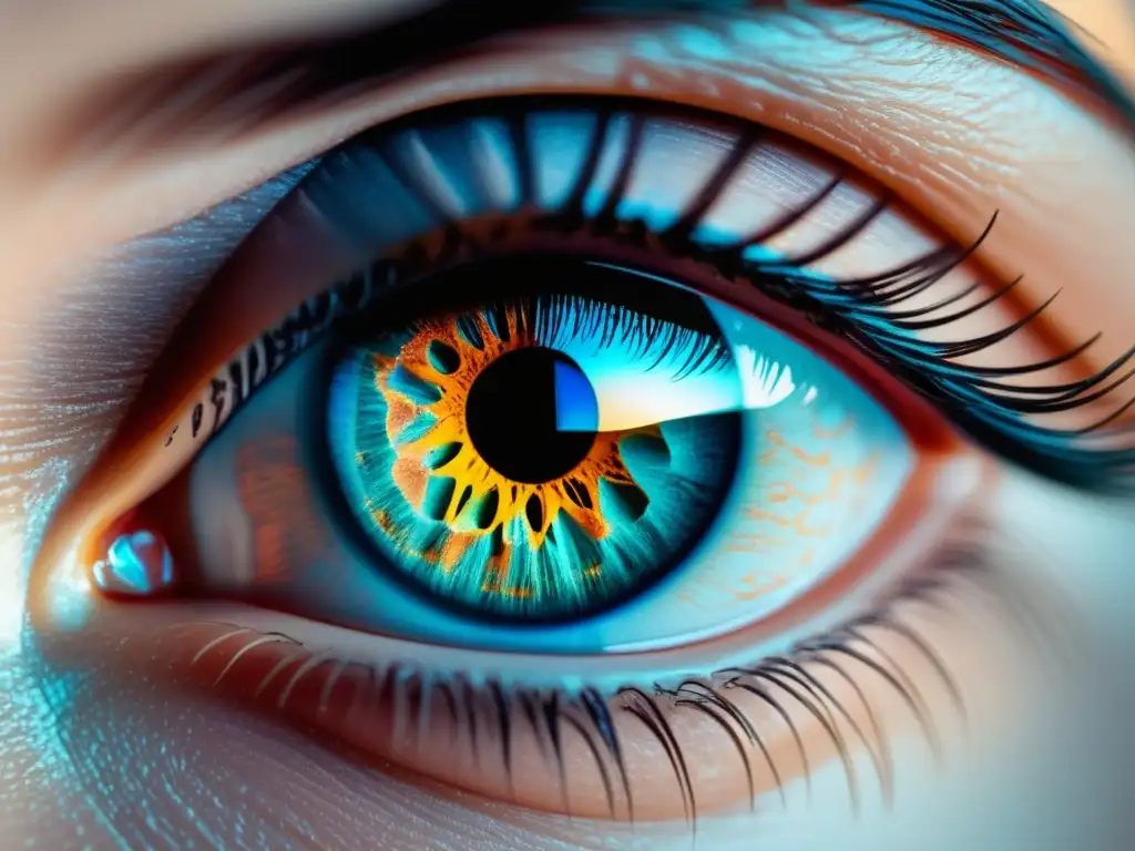 Ojo humano reflejando datos personales Ojo humano con datos personales: Importancia ética protección datos personales