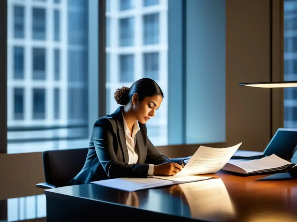 Persona leyendo y firmando Consentimiento Informado Persona en escritorio con luz natural, leyendo y firmando