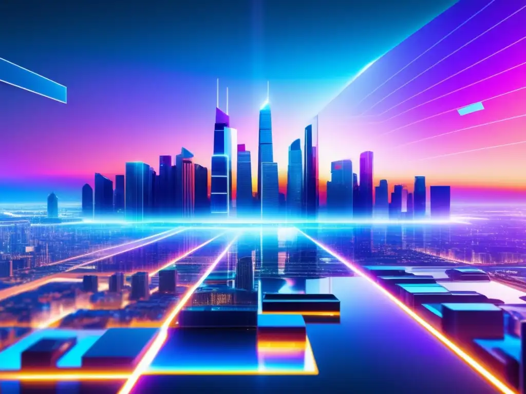 Futuro digital con privacidad Ciudad digital futurista con leyes privacidad y tecnología integradas