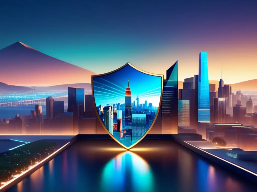 Protección de privacidad en Uruguay Privacidad digital en Uruguay: imagen minimalista y fotorrealista que representa protección y paisaje digital