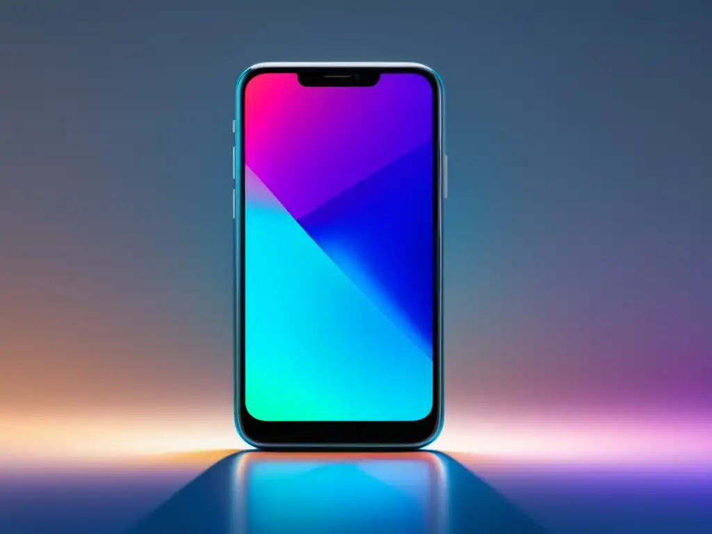 Smartphone seguro y moderno con datos protegidos Smartphone moderno con pantalla cristalina, protección de datos y ley Habeas Data en redes sociales