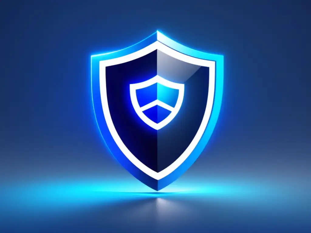 Protección digital en la era global Protección datos personales en era digital: imagen minimalista y fotorealista con escudo virtual y iconos de seguridad
