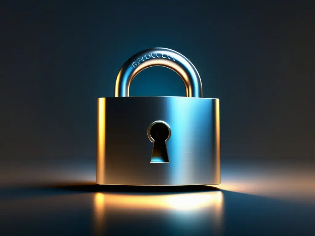 Privacidad y seguridad digital Padlock virtual con apariencia metálica, simbolizando privacidad y seguridad