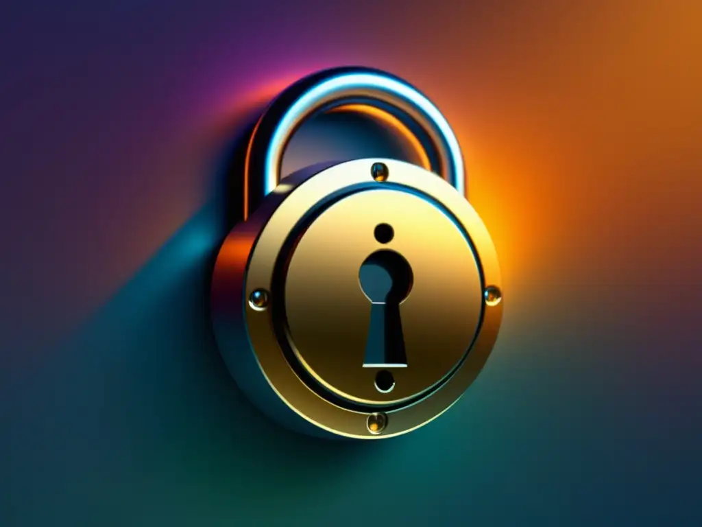 Cerradura digital segura contra fondo gradient Seguridad y protección de datos personales en el crédito